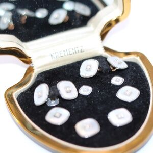 Antique Platinum Clad Gold Filled Tuxedo Stud Set with Cufflinks